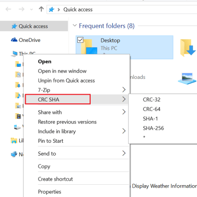 windows 10 CRC SHA context menu