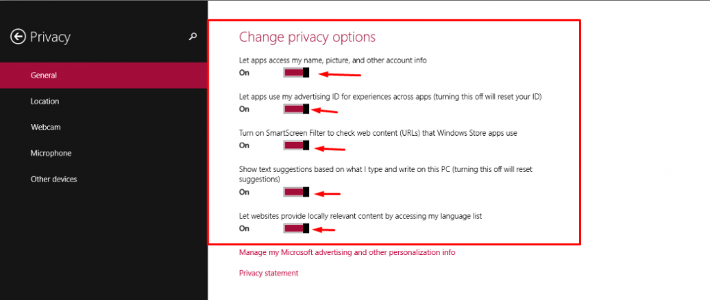 Modify Privacy Parameters