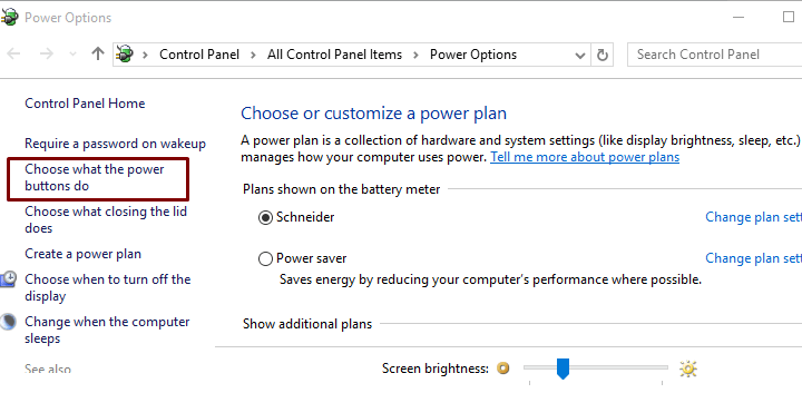 From Power Options Menu