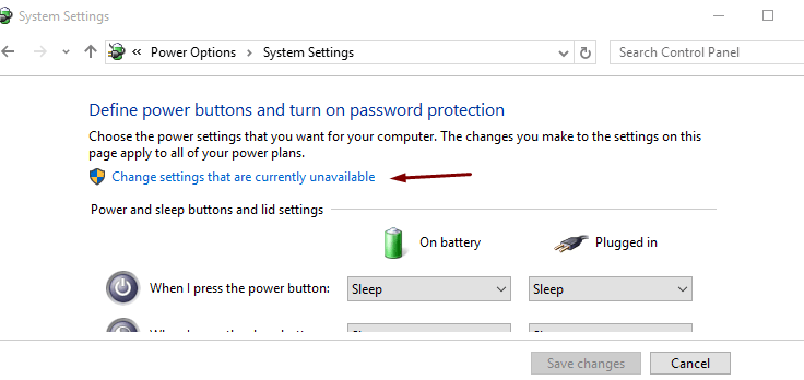 From Power Options Menu
