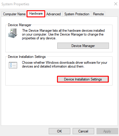 Disable Updates with Device Installation Settings