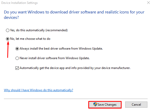Disable Updates with Device Installation Settings