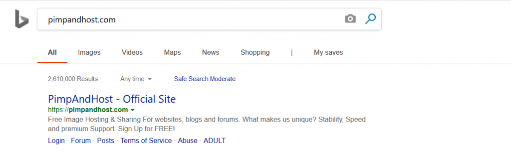 PimpAndHost.com Searched in Bing